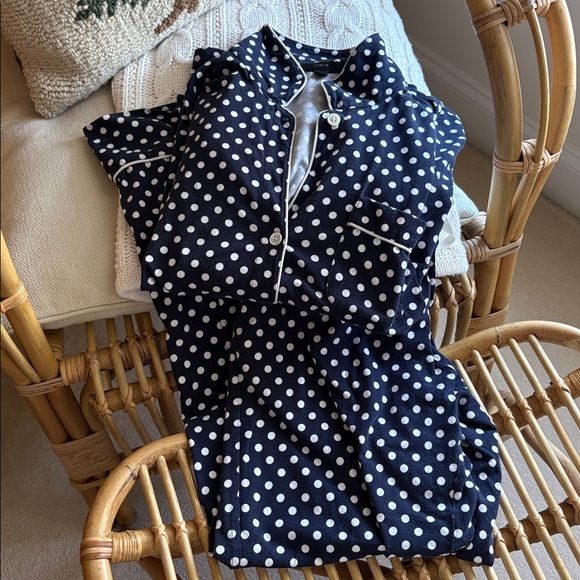 J. Crew Navy and White Polka Dot Pajama Set - Picture 10 of 12